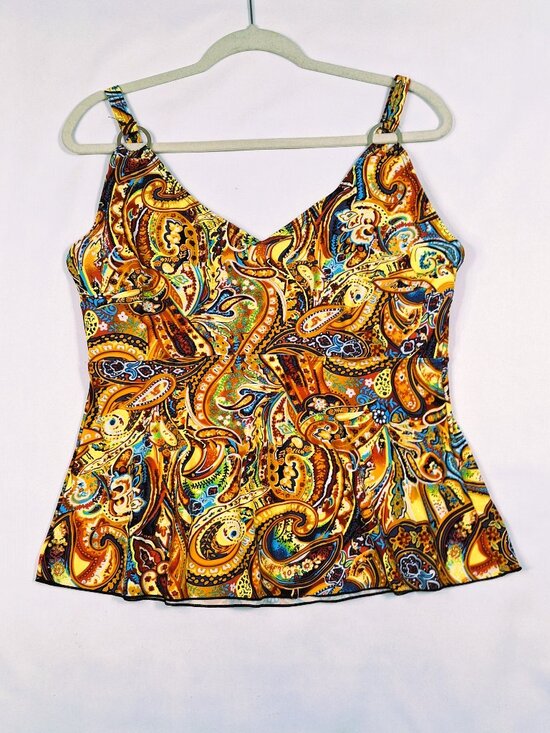 Bikini Bay Other - Bikini Bay Womens Vibrant Boho Plus 1X Tankini Top Swimsuit Multicolor Paisley